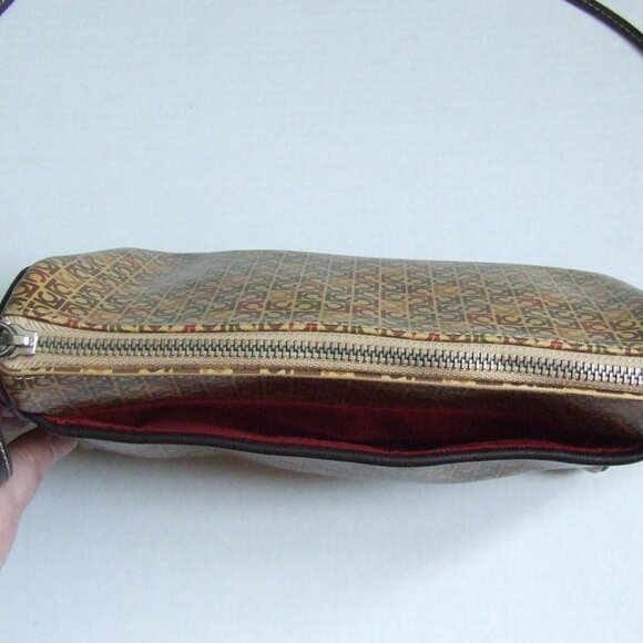 Liz Claiborne purse cross body vintage 1980s LC logo hand bag vinyl cloth vegan - Picture 7 of 11